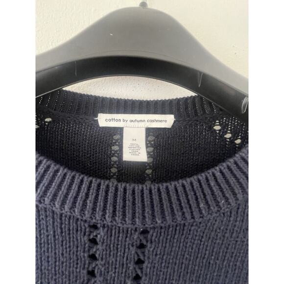 Cotton by Autumn Cashmere Navy Cotton Crewneck Sweater Size Medium Lightweight - Picture 2 of 2